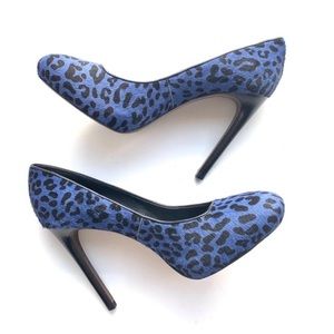 Rebecca Minkoff Leopard Calf Hair Blue Pumps 7
